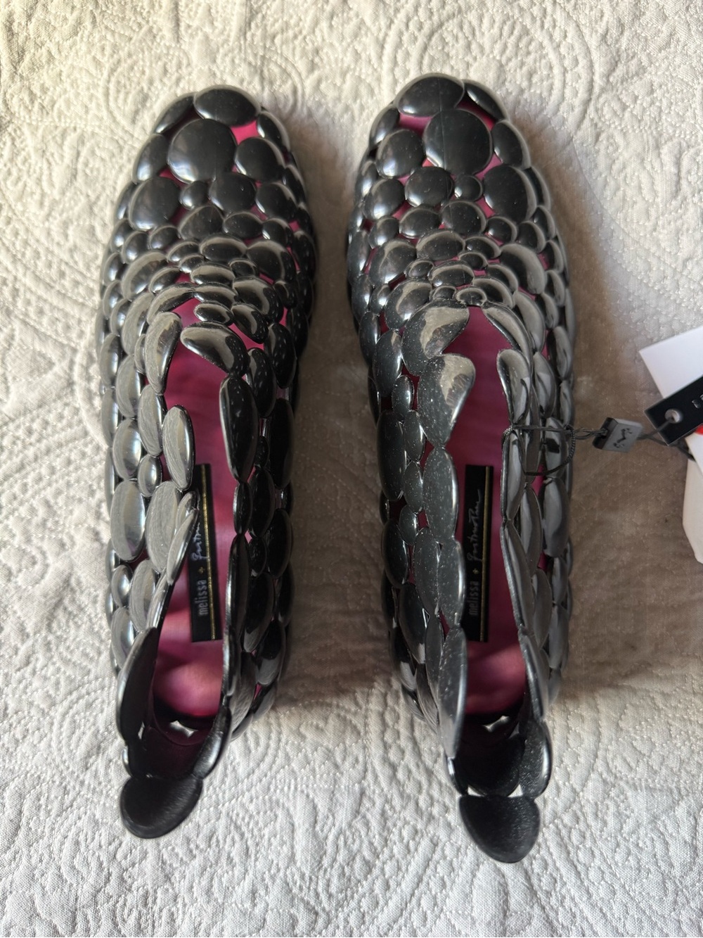 Vintage Melissa Gaetano Pesce Fontessa Metallic Black Sandal with Pink Insole
